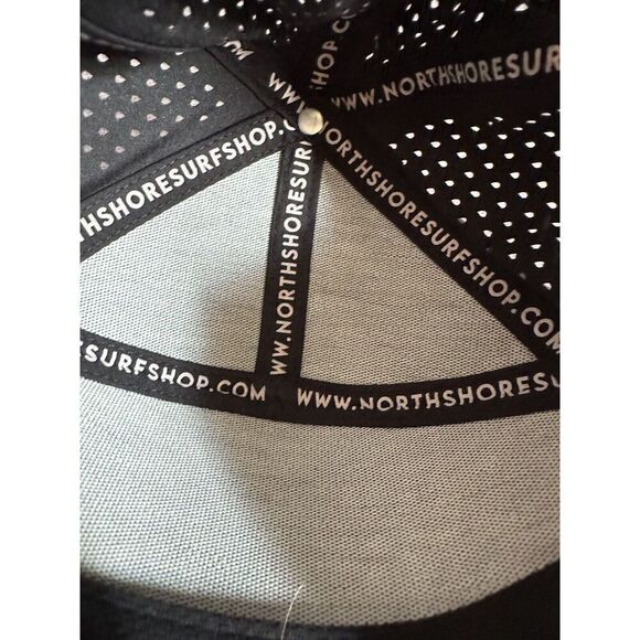 North Shore Surf Shop Trucker Snap Back Hat Cap Mesh Solid Black Hawaii Islands - Picture 2 of 6